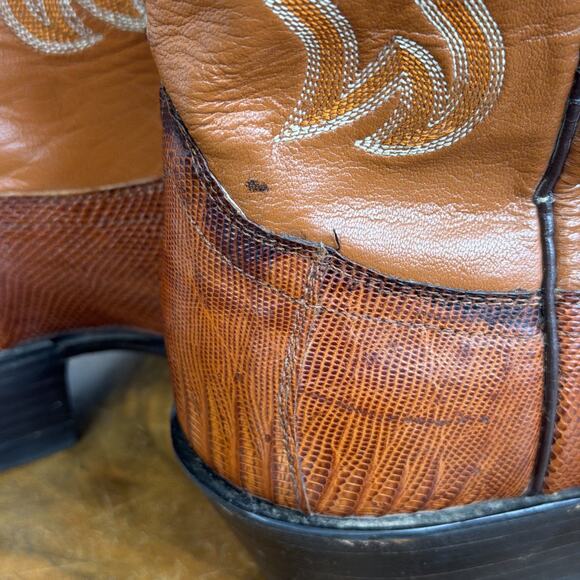 Amazonas Brown Snakeskin Print Leather Western Boots Wide EE Men\'s 8 Brazil main image 4